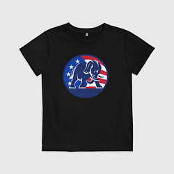 Футболка хлопковая детская Слон - США, цвет: черный