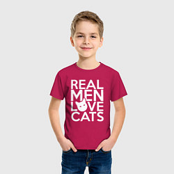 Футболка хлопковая детская Настоящие мужчины любят котиков, цвет: маджента — фото 2
