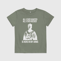 Футболка хлопковая детская In my arms белый, цвет: авокадо