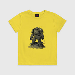 Футболка хлопковая детская Воин в силовой броне защитной - Fallout, цвет: желтый