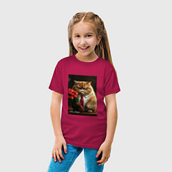 Футболка хлопковая детская Кошак, цвет: маджента — фото 2