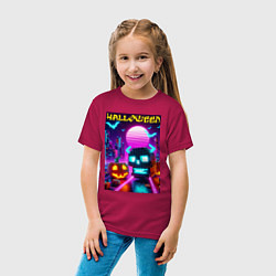 Футболка хлопковая детская Minecraft and halloween- vaporwave, цвет: маджента — фото 2