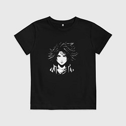 Футболка хлопковая детская Аниме в чёрно белом, цвет: черный