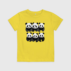 Футболка хлопковая детская Шесть панд, цвет: желтый