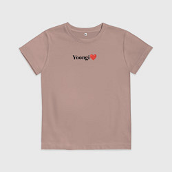 Футболка хлопковая детская BTS Yoongi, цвет: пыльно-розовый