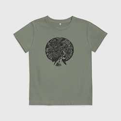 Футболка хлопковая детская Цветочная голова, цвет: авокадо
