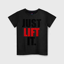 Футболка хлопковая детская Just lift it, цвет: черный