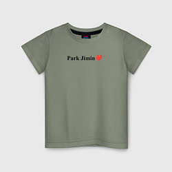 Футболка хлопковая детская BTS Park Jimin, цвет: авокадо