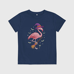 Футболка хлопковая детская Фламинго хэллоуин, цвет: тёмно-синий