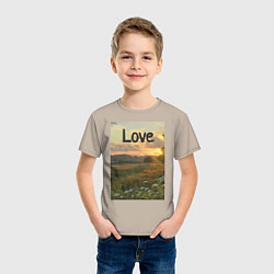 Футболка хлопковая детская Love поле солнечный луг, цвет: миндальный — фото 2