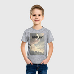 Футболка хлопковая детская Nikolay облака, цвет: меланж — фото 2