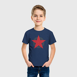 Футболка хлопковая детская Red star symbol, цвет: тёмно-синий — фото 2