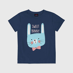 Футболка хлопковая детская Sweet bunny, цвет: тёмно-синий