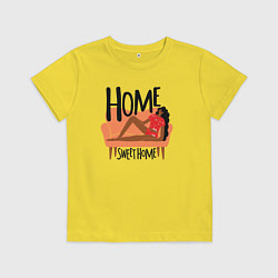 Футболка хлопковая детская Девушка дома, цвет: желтый