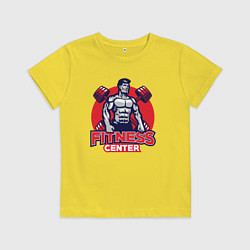 Футболка хлопковая детская Фитнес центр, цвет: желтый