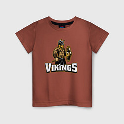 Футболка хлопковая детская Vikings team, цвет: кирпичный