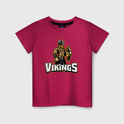 Футболка хлопковая детская Vikings team, цвет: маджента