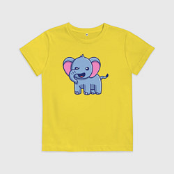 Футболка хлопковая детская Радостный слон, цвет: желтый