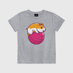 Футболка хлопковая детская Хомяк баскетболист, цвет: меланж