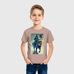 Футболка хлопковая детская Cat forces - ai art fantasy, цвет: пыльно-розовый — фото 2