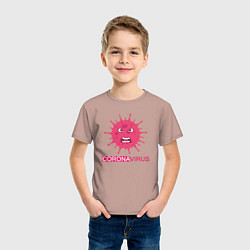 Футболка хлопковая детская Pink coronavirus, цвет: пыльно-розовый — фото 2