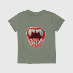 Футболка хлопковая детская Открытый рот с зубами, цвет: авокадо