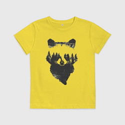 Футболка хлопковая детская Лицо енота из деревьев, цвет: желтый