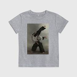 Футболка хлопковая детская Айкидо бросок, цвет: меланж