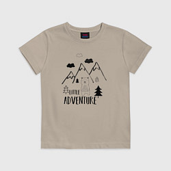 Футболка хлопковая детская Маленькое приключение, цвет: миндальный