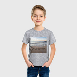 Футболка хлопковая детская Имя Анна на песке, цвет: меланж — фото 2