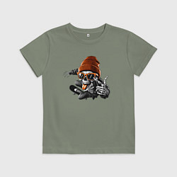 Футболка хлопковая детская Скейтбордист, цвет: авокадо