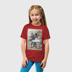 Футболка хлопковая детская Балет ноты, цвет: красный — фото 2