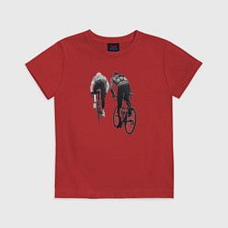Футболка хлопковая детская Велосипедисты, цвет: красный