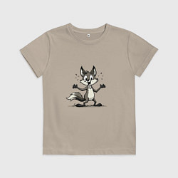Футболка хлопковая детская Лис-доброжелатель, цвет: миндальный