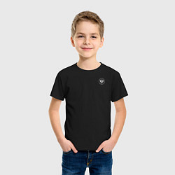 Футболка хлопковая детская Сокрушу пред ним врагов его герб белый на узорном, цвет: черный — фото 2