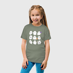 Футболка хлопковая детская Милые призраки, цвет: авокадо — фото 2