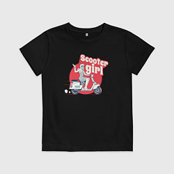 Футболка хлопковая детская Девушка на скутере, цвет: черный