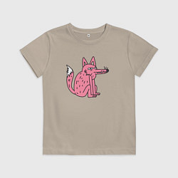 Футболка хлопковая детская Розовый волк, цвет: миндальный