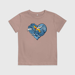 Футболка хлопковая детская Сердце моря, цвет: пыльно-розовый