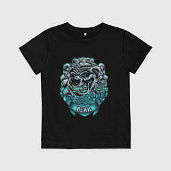 Футболка хлопковая детская Крутой медведь Bear неон, цвет: черный