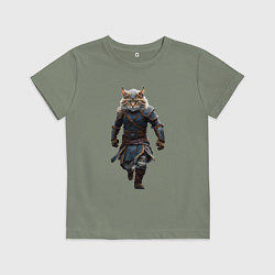 Футболка хлопковая детская Кот-викинг, цвет: авокадо