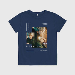 Футболка хлопковая детская Stray kids Хенджин, цвет: тёмно-синий