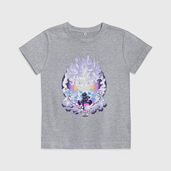 Футболка хлопковая детская Ван-Пис Луффи йонко, цвет: меланж