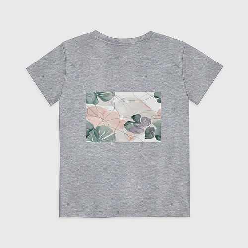 Детская футболка Акварельные листья светлые / Меланж – фото 2