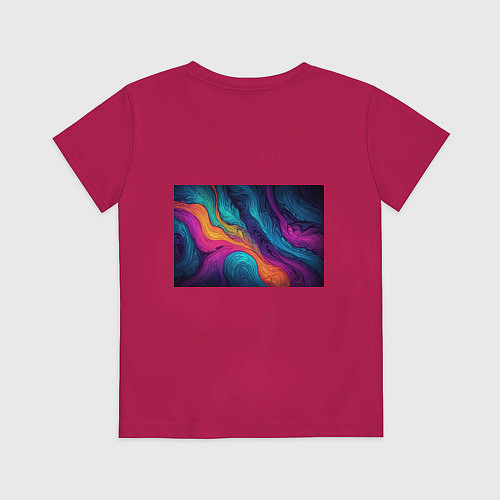 Детская футболка Перья эбру абстракция / Маджента – фото 2