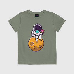 Футболка хлопковая детская Лунное мороженое, цвет: авокадо