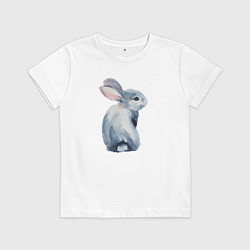 Футболка хлопковая детская Кролик арт, цвет: белый