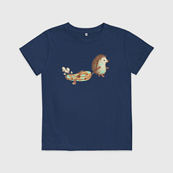 Футболка хлопковая детская Ежик со спущенной лодкой, цвет: тёмно-синий