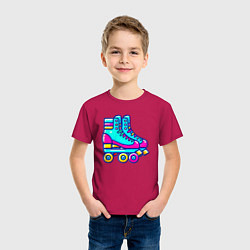 Футболка хлопковая детская Retro rollers, цвет: маджента — фото 2