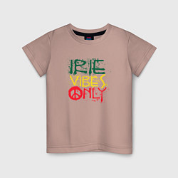 Футболка хлопковая детская Irie vibes only, цвет: пыльно-розовый